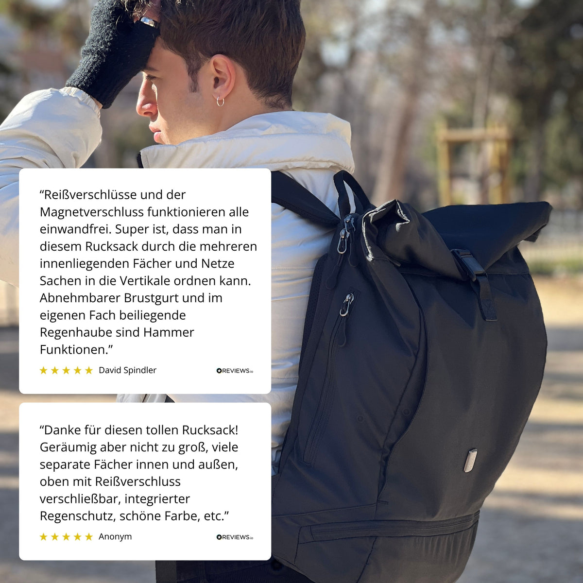EDDIE - Rolltop Rucksack inkl. Regenschutz