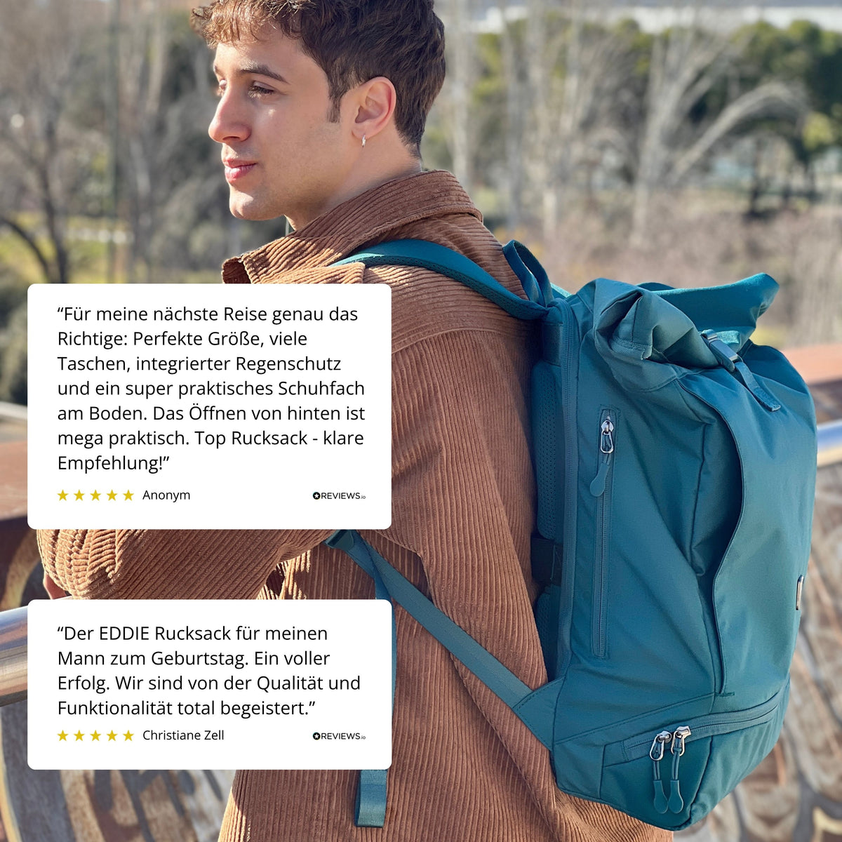 EDDIE - Rolltop Rucksack inkl. Regenschutz