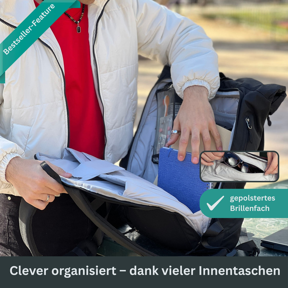 EDDIE - Rolltop Rucksack inkl. Regenschutz