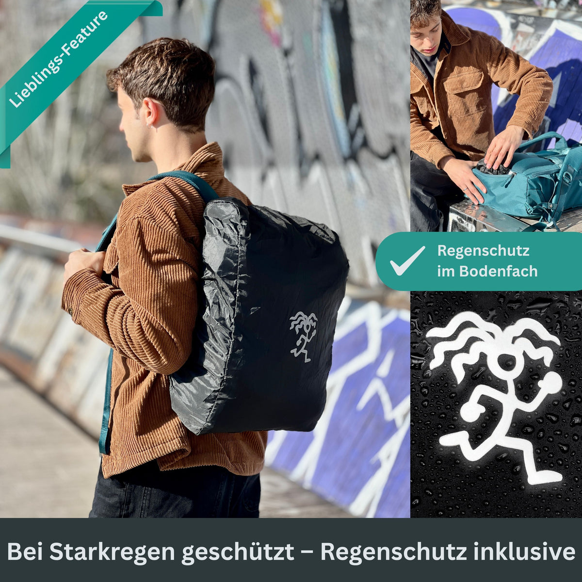EDDIE - Rolltop Rucksack inkl. Regenschutz