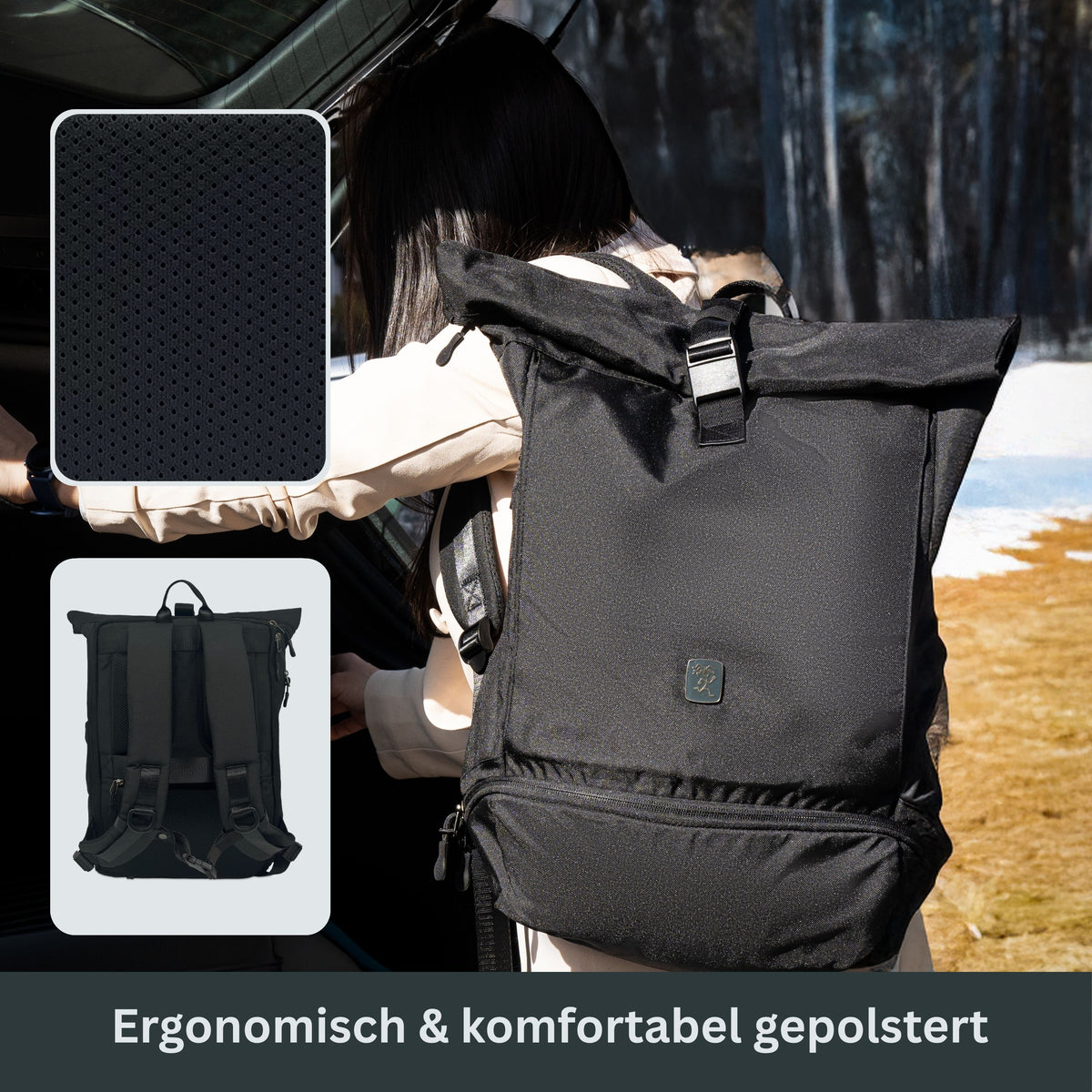 EDDIE - Rolltop Rucksack inkl. Regenschutz