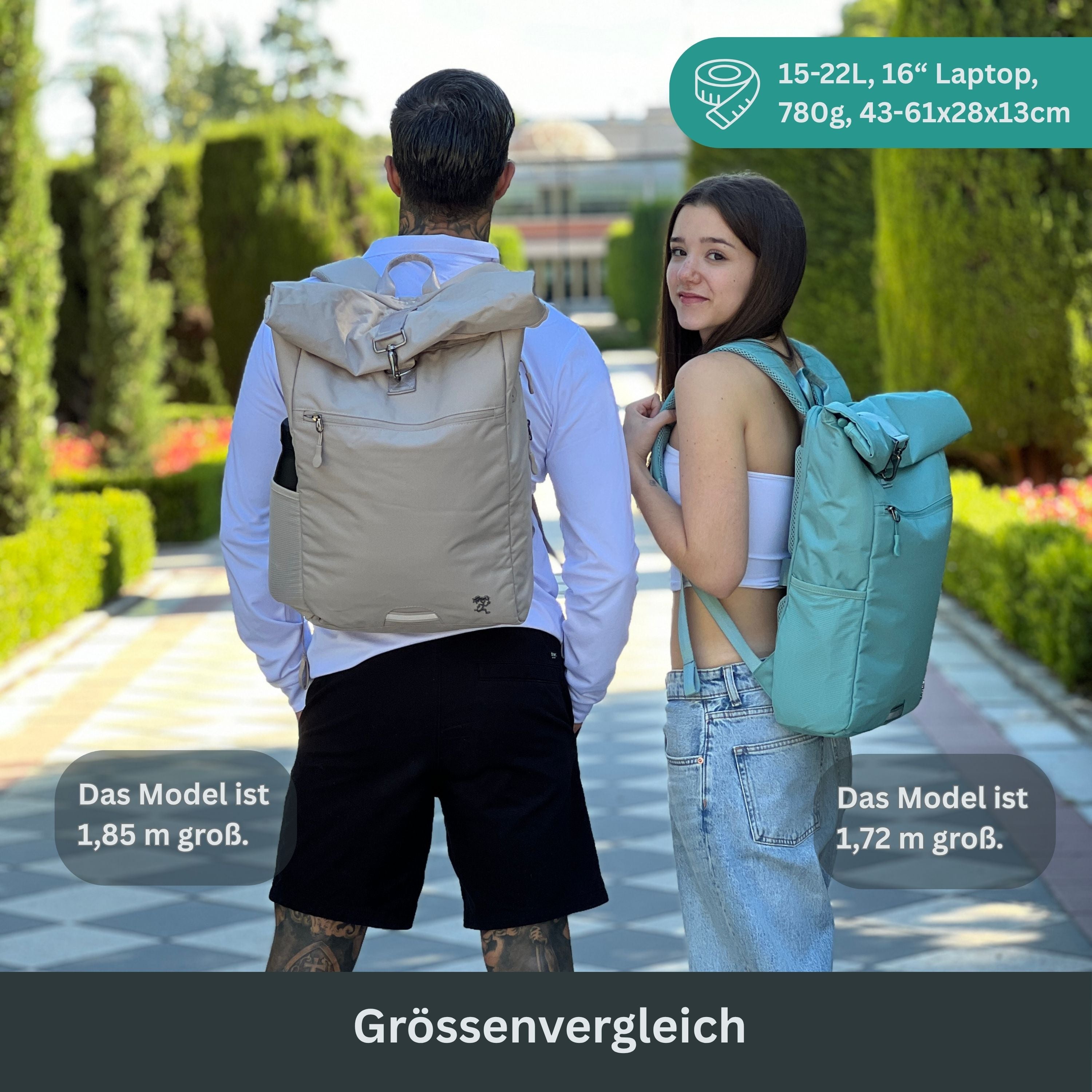 PIET - Rolltop Rucksack | Dunkelgrau Hellgrau