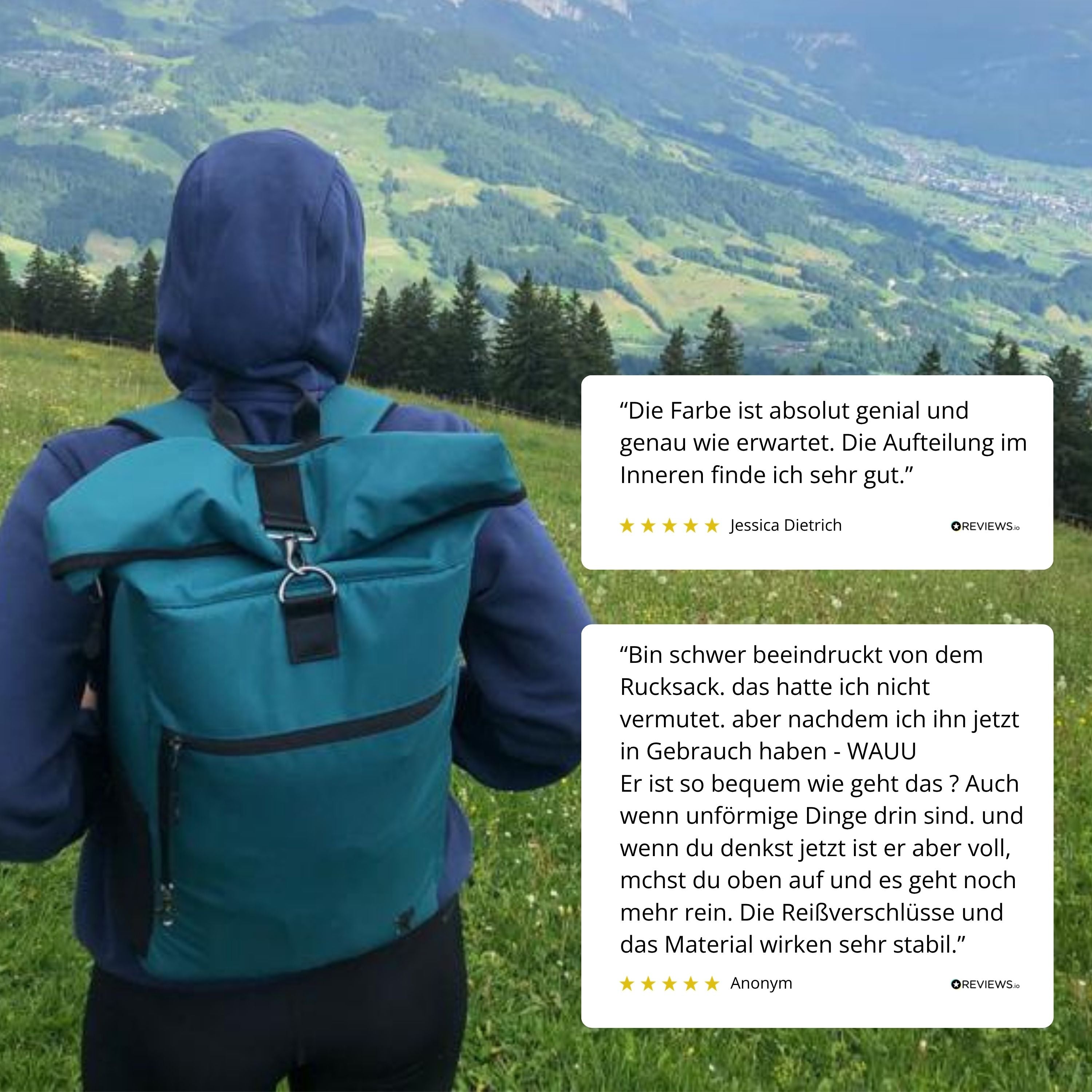 PIET - Rolltop Rucksack | Petrolblau