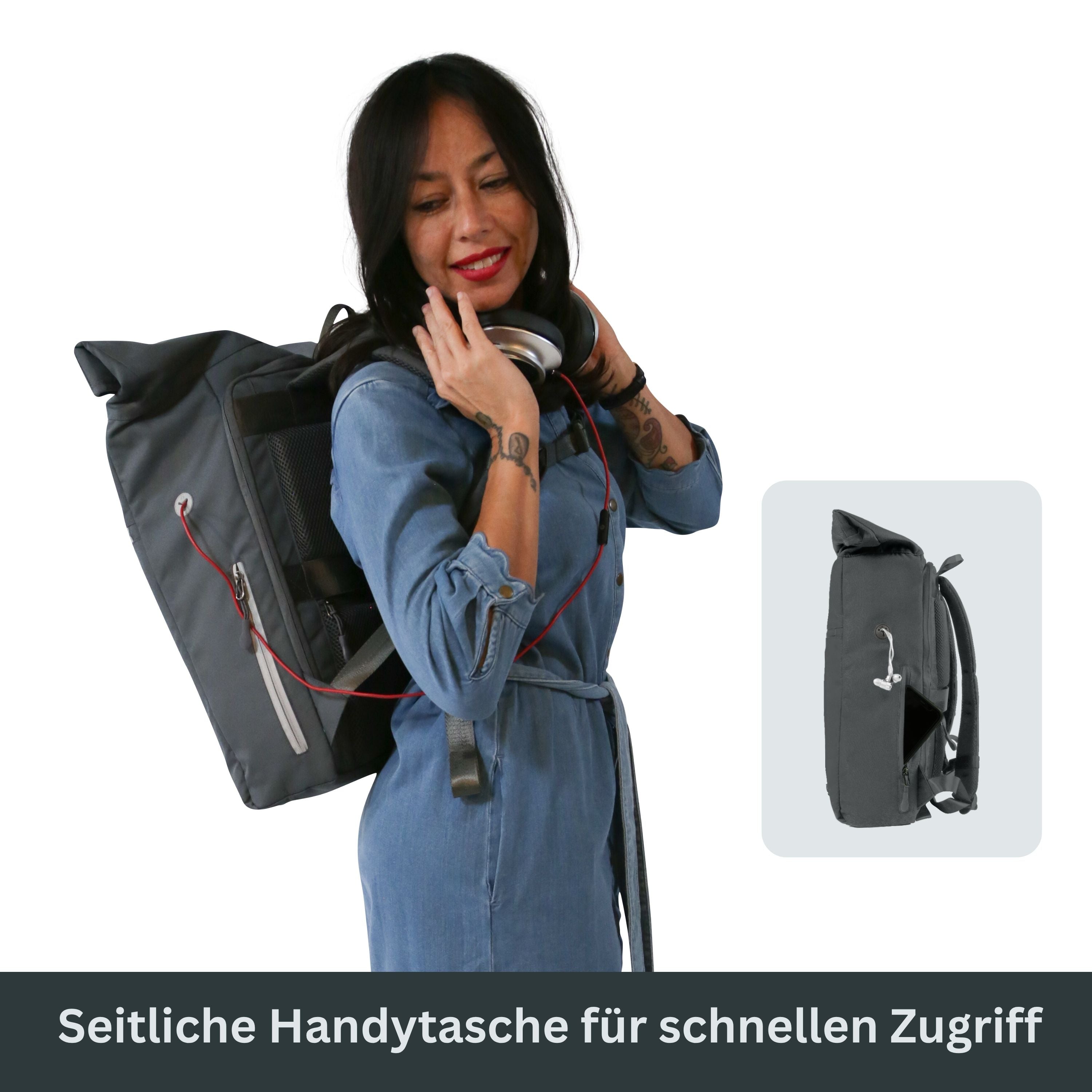 PIET - Rolltop Rucksack | Dunkelgrau Hellgrau