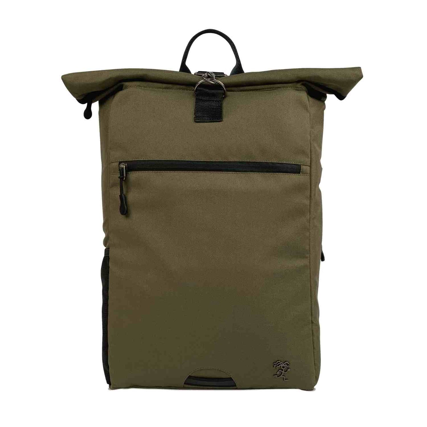 Vorderansicht des oliv gruenen FUCHS und REBELL PIET Rolltop Rucksacks