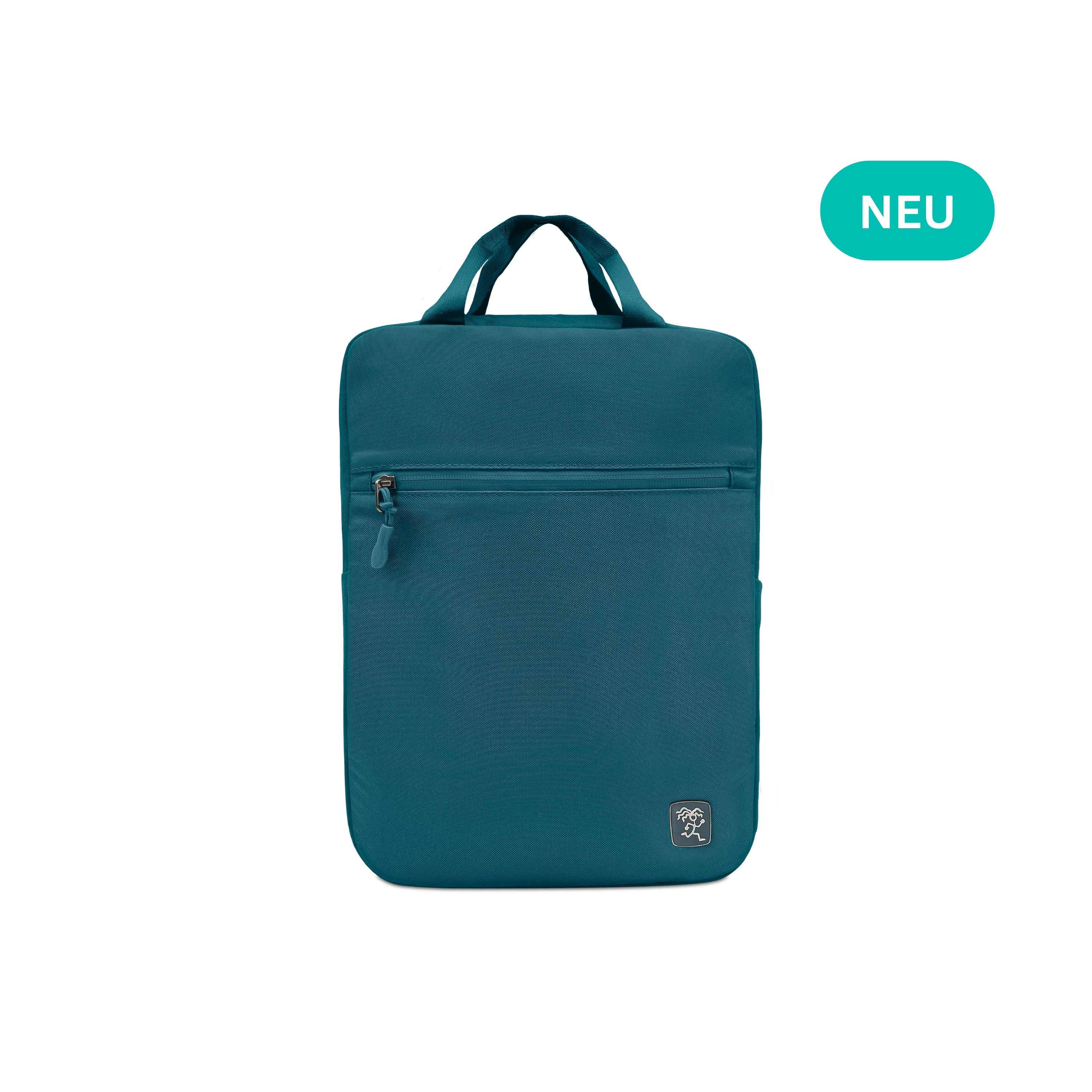 Vorderansicht des FUCHS und REBELL PEPE Daypacks in petrolblau.