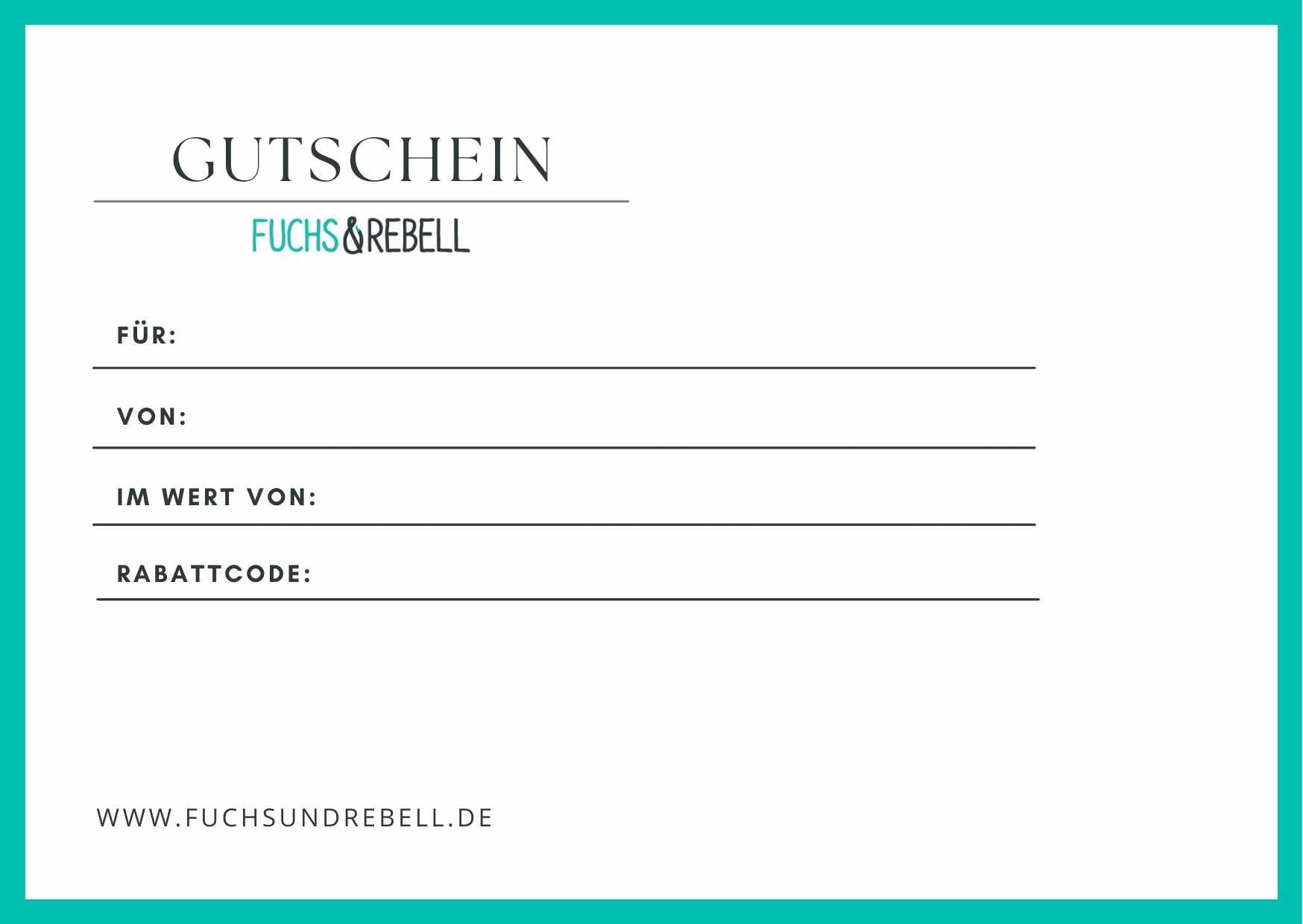 FUCHS und REBELL Geschenk Gutschein  zum Ausdrucken