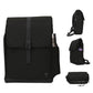 Rundumansicht des schwarzen FUCHS und REBELL MATS Daypack Rucksacks mit speziellen Features.