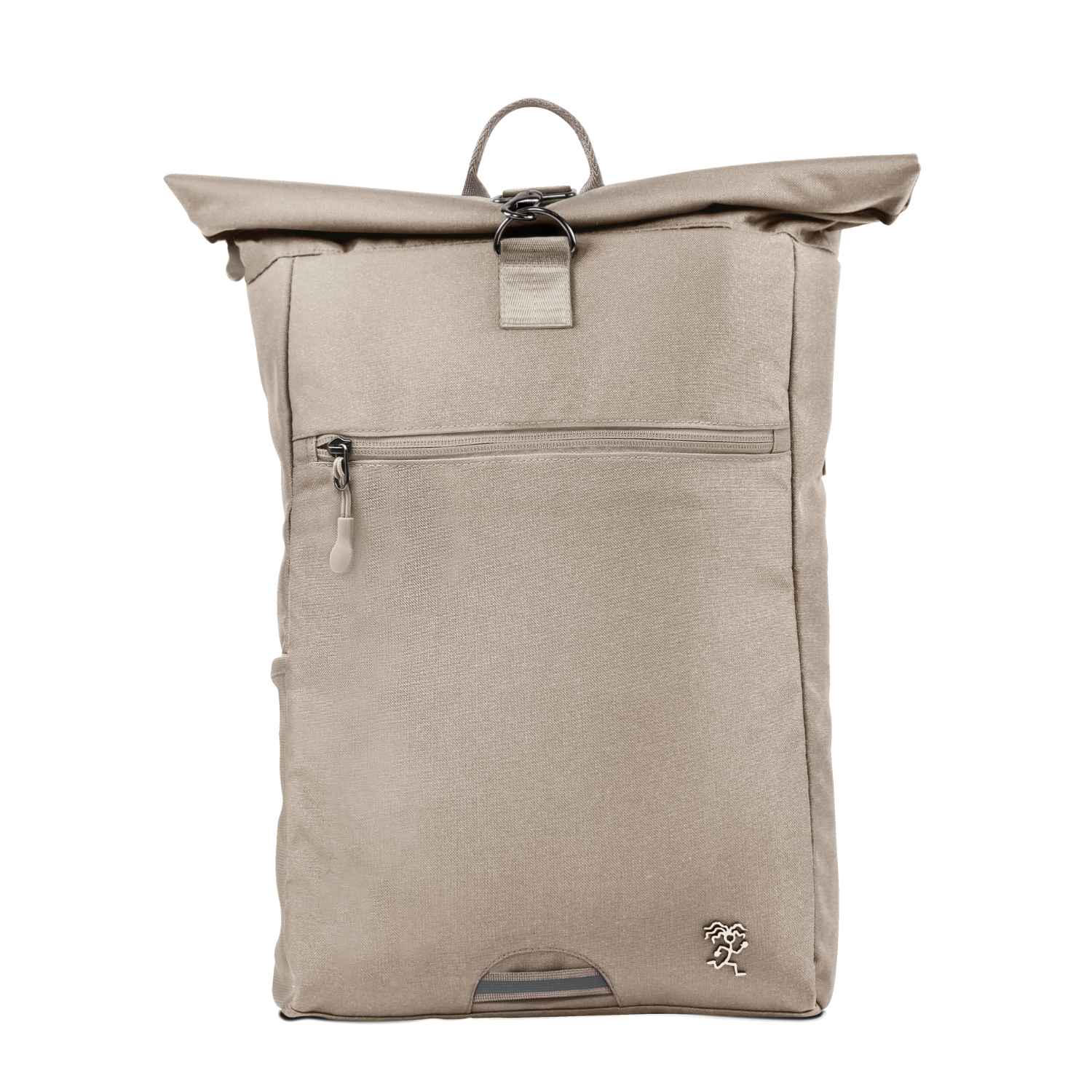 Vorderansicht des FUCHS und REBELL PIET Rolltop Rucksacks in beige