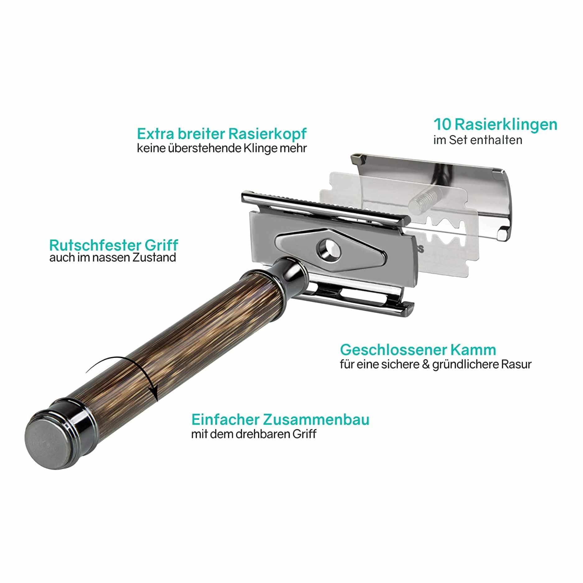 Detailansicht FUCHS und REBELL Rasierhobel Set