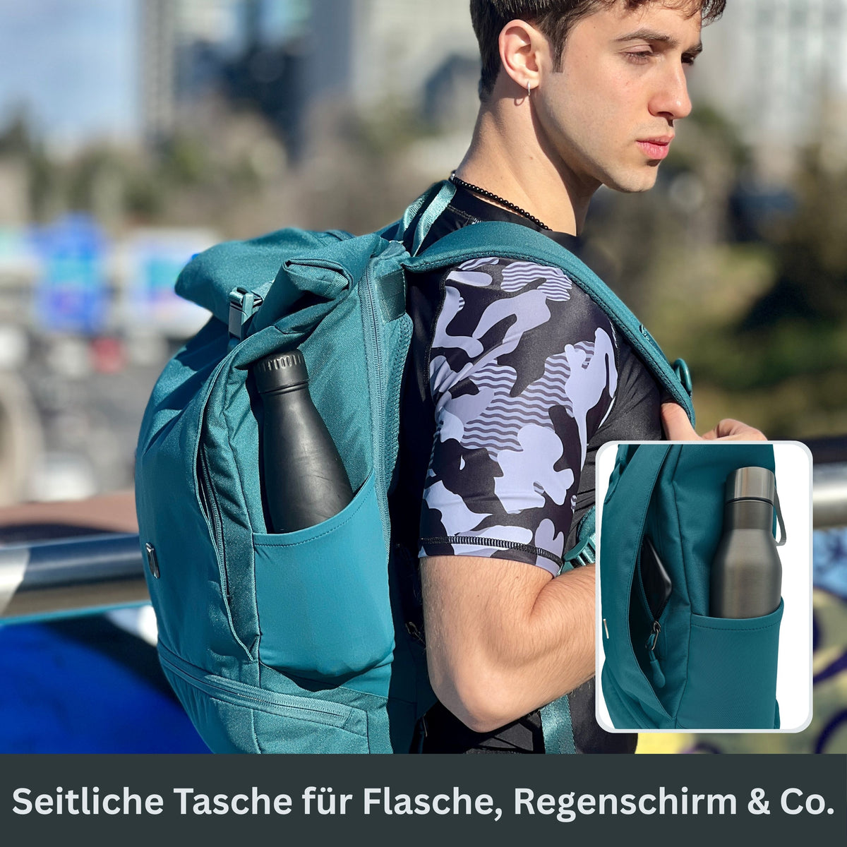 EDDIE - Rolltop Rucksack inkl. Regenschutz