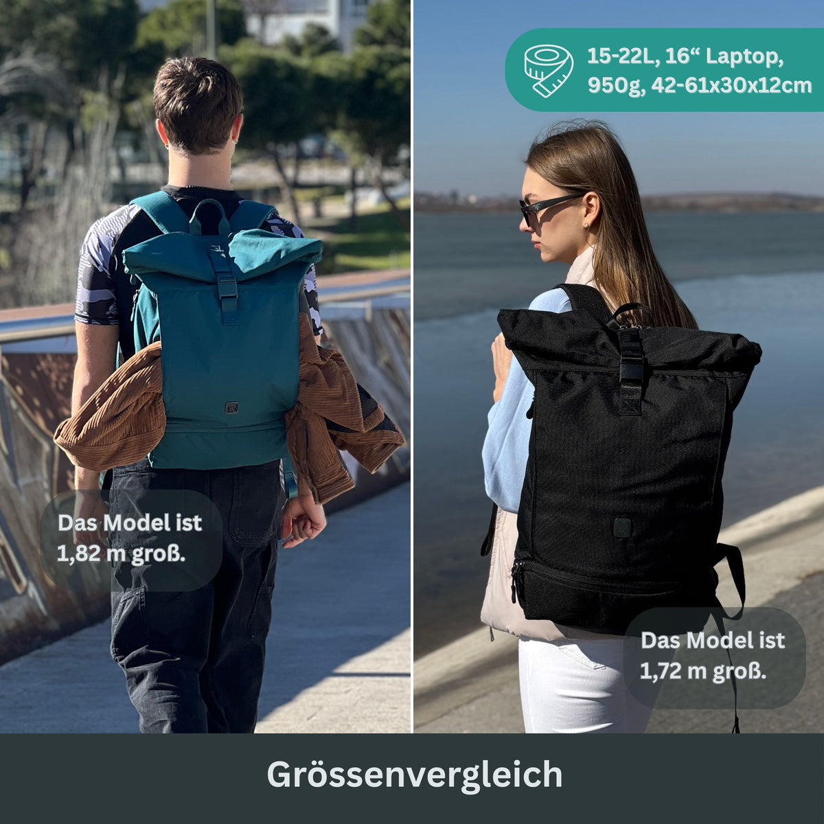 EDDIE - Rolltop Rucksack inkl. Regenschutz
