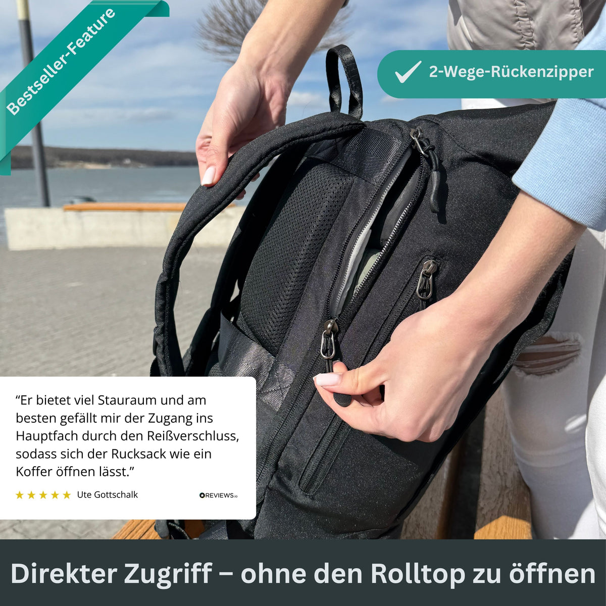EDDIE - Rolltop Rucksack inkl. Regenschutz
