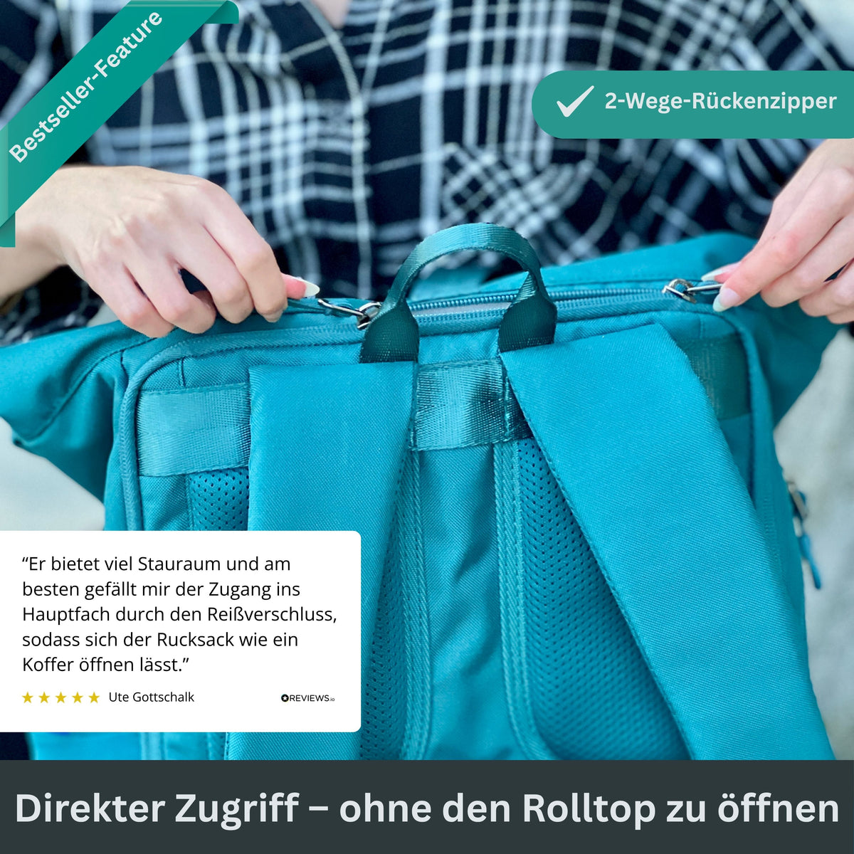 EDDIE - Rolltop Rucksack inkl. Regenschutz