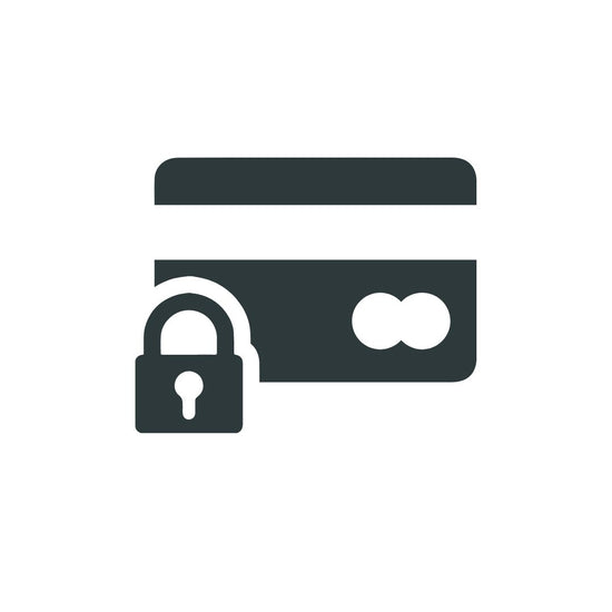 Grafik von einer Kreditkarte mit einem Schloss symbolisiert die sichere Zahlungsmethode, die der Fuchs und Rebell Online Shop inklusive SSL Verschlüsselung anbietet.