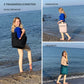Junge Frau spaziert am Strand mit den FUCHS und REBELL JONA Umhaengetaschen und zeigt die drei Tragemoeglichkeiten - Cross-Body, Schultertasche, Handtasche.